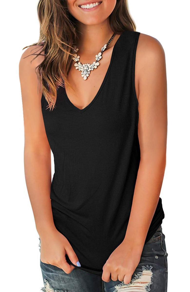 Jescakoo Sexy Sleeveless Shirts for Womens Loose Fitting Juniors Tops Black M - Image 2